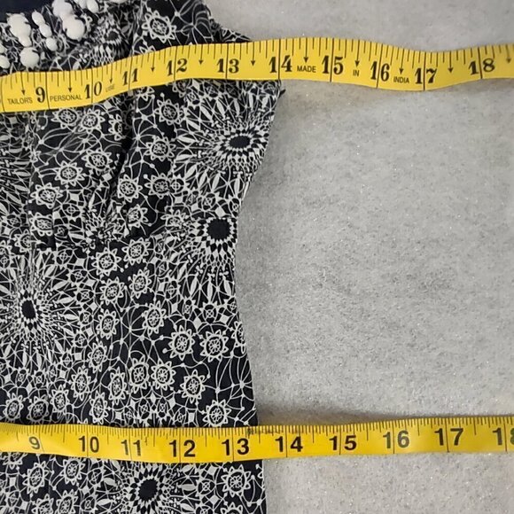 Ann Taylor LOFT 100% Silk, Black, White, Paisley, Side Zip, Midi Dress Size 2P - Picture 10 of 12